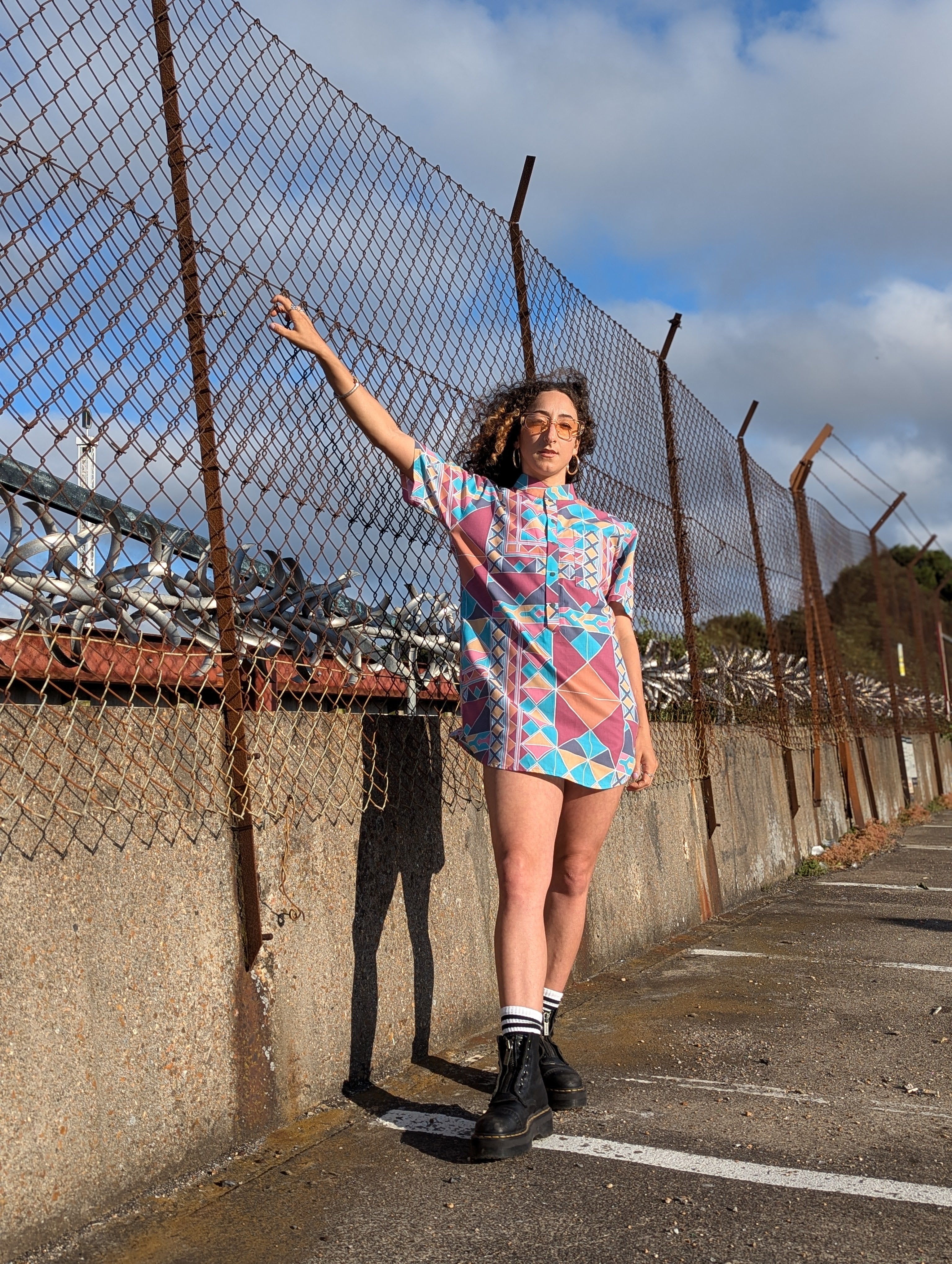 Diamond Print Shirt Dress