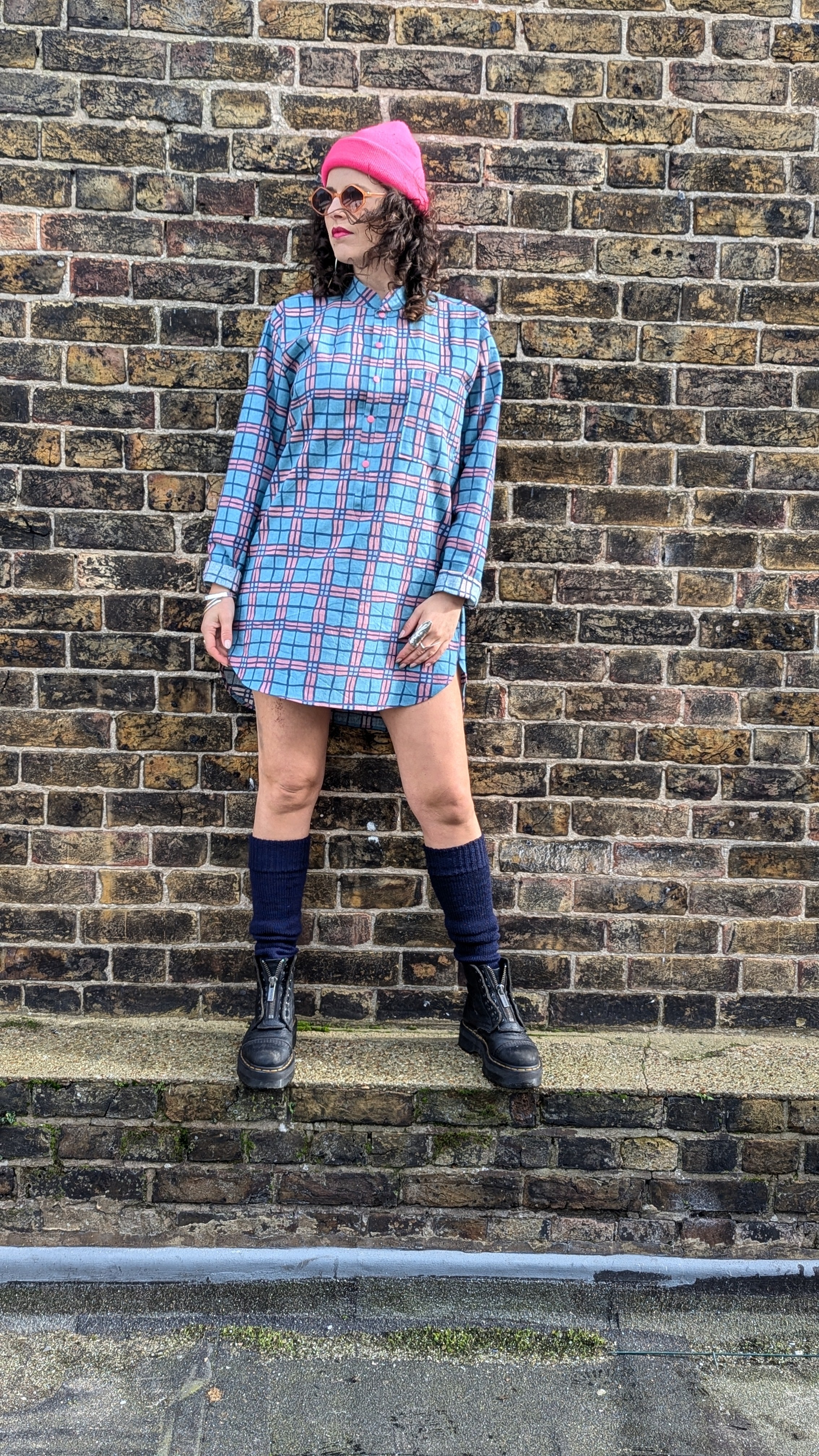 Blue Grid Shirt Dress